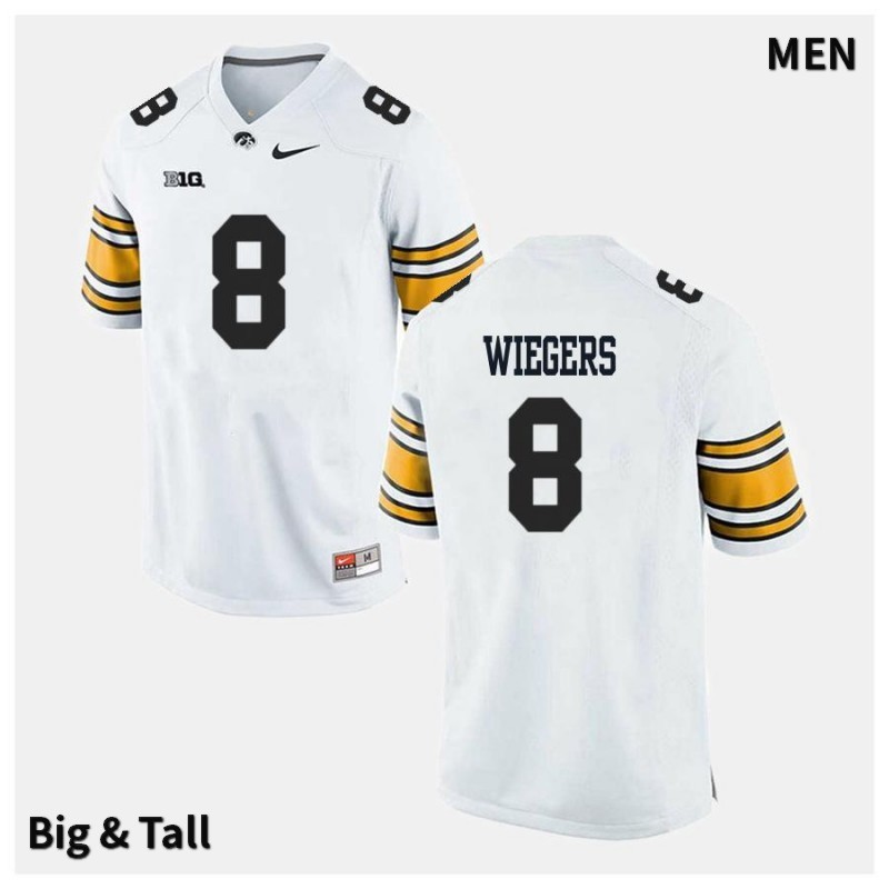 Men's Iowa Hawkeyes NCAA #8 Tyler Wiegers White Authentic Nike Big & Tall Alumni Stitched College Football Jersey KC34J40LY
